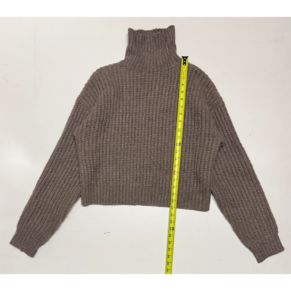 GOOD AMERICAN Brown Chunky Knit Turtleneck‎ Cropped Sweater Size S